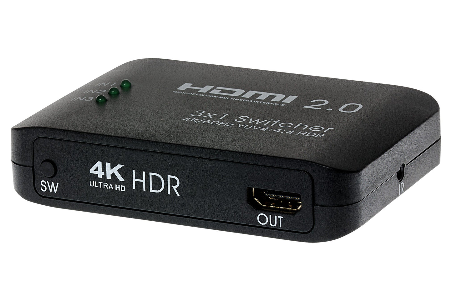 MPS HDMI Switch 3 Ports In 1 Port Out 4K Ultra HD @60Hz with Remote Control - Black - maplin.co.uk