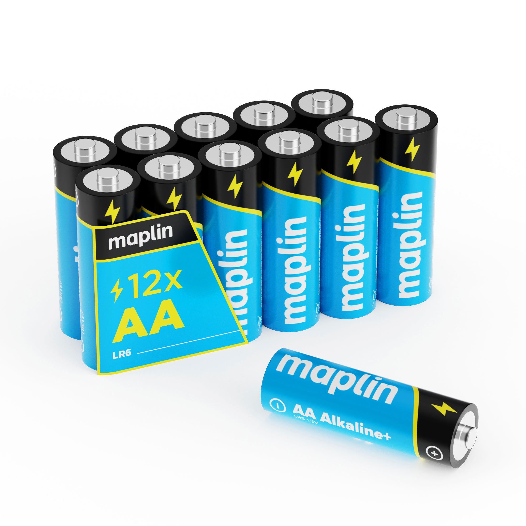 Maplin batteries on a plain background