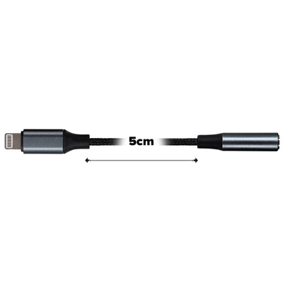 Maplin Lightning to 3.5mm Female Headphone Jack Audio Adapter - Black, 5cm