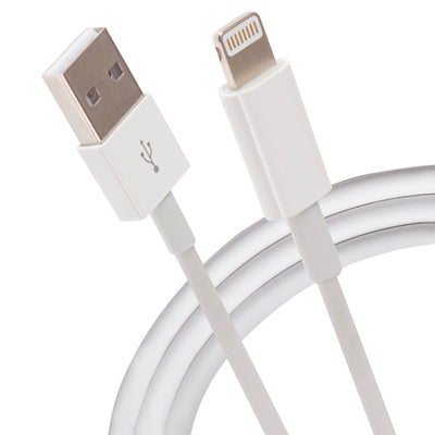 Maplin Lightning Connector to USB-A Charging Cable - White, 0.5m (Pack of 2)
