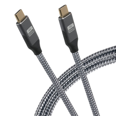 Maplin Pro USB-C to USB-C Gen2 100W 20Gbps Power Delivery Super Speed Data Transfer & Charging Braided Cable - Silver, 3m (Pack of 2)