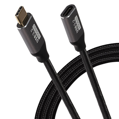 Maplin USB-C Male to USB-C Female 100W Extension Braided Cable - Black 3m