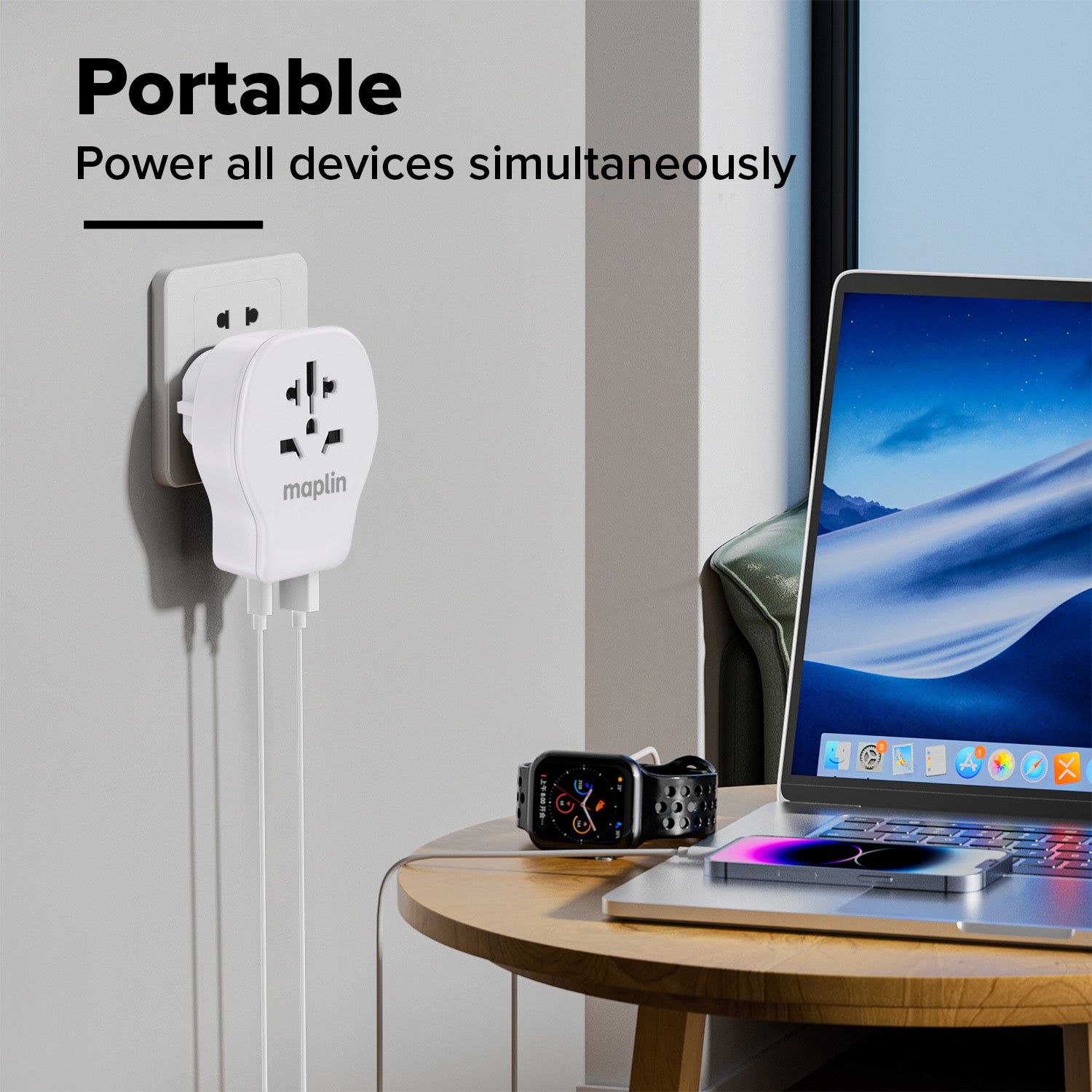 Maplin Travel Adapter & Wireless Multi-Charging Pad Kit