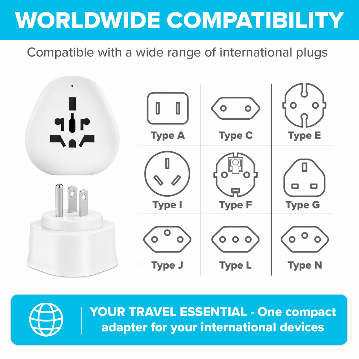 Maplin US Plug to Worldwide Socket Travel Adapter Plug