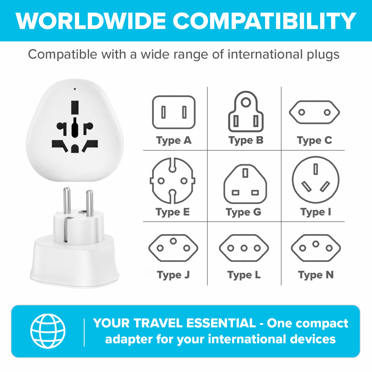 Maplin EU Plug (Type E/F Socket) to Worldwide Socket Travel Adapter Plug
