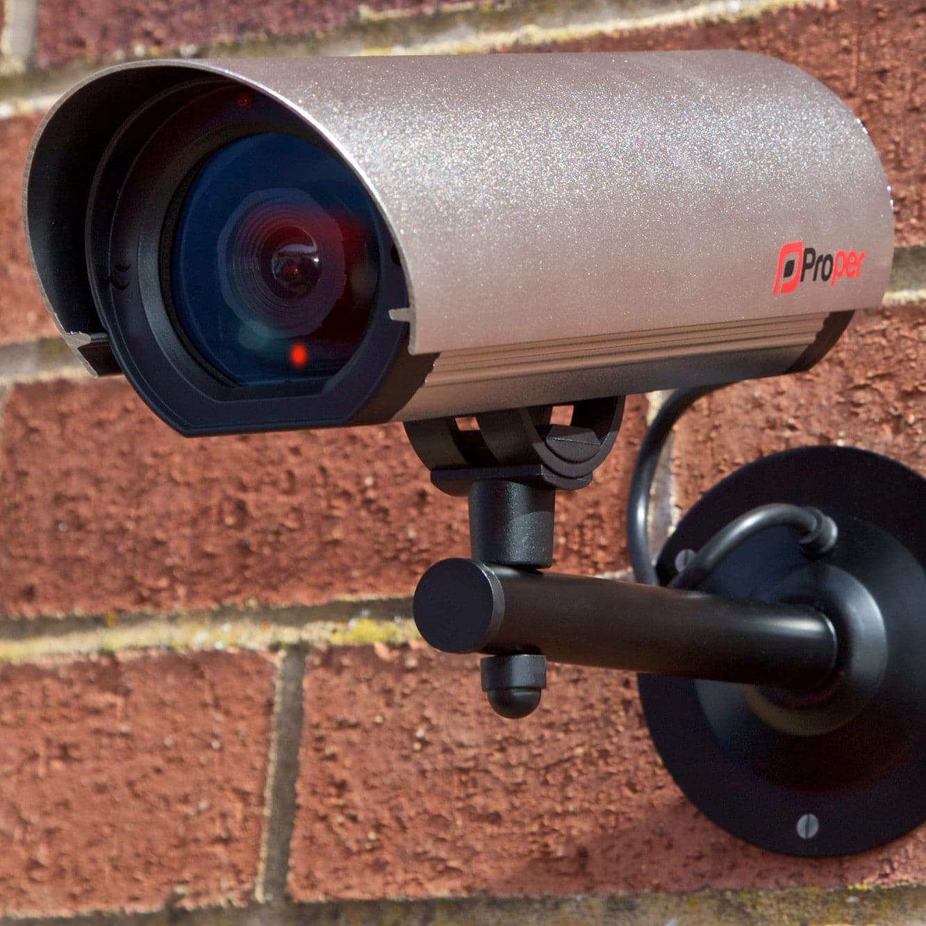 ProperAV Replica Commercial Security Camera with Aluminium 23cm Body & LED Light - Silver