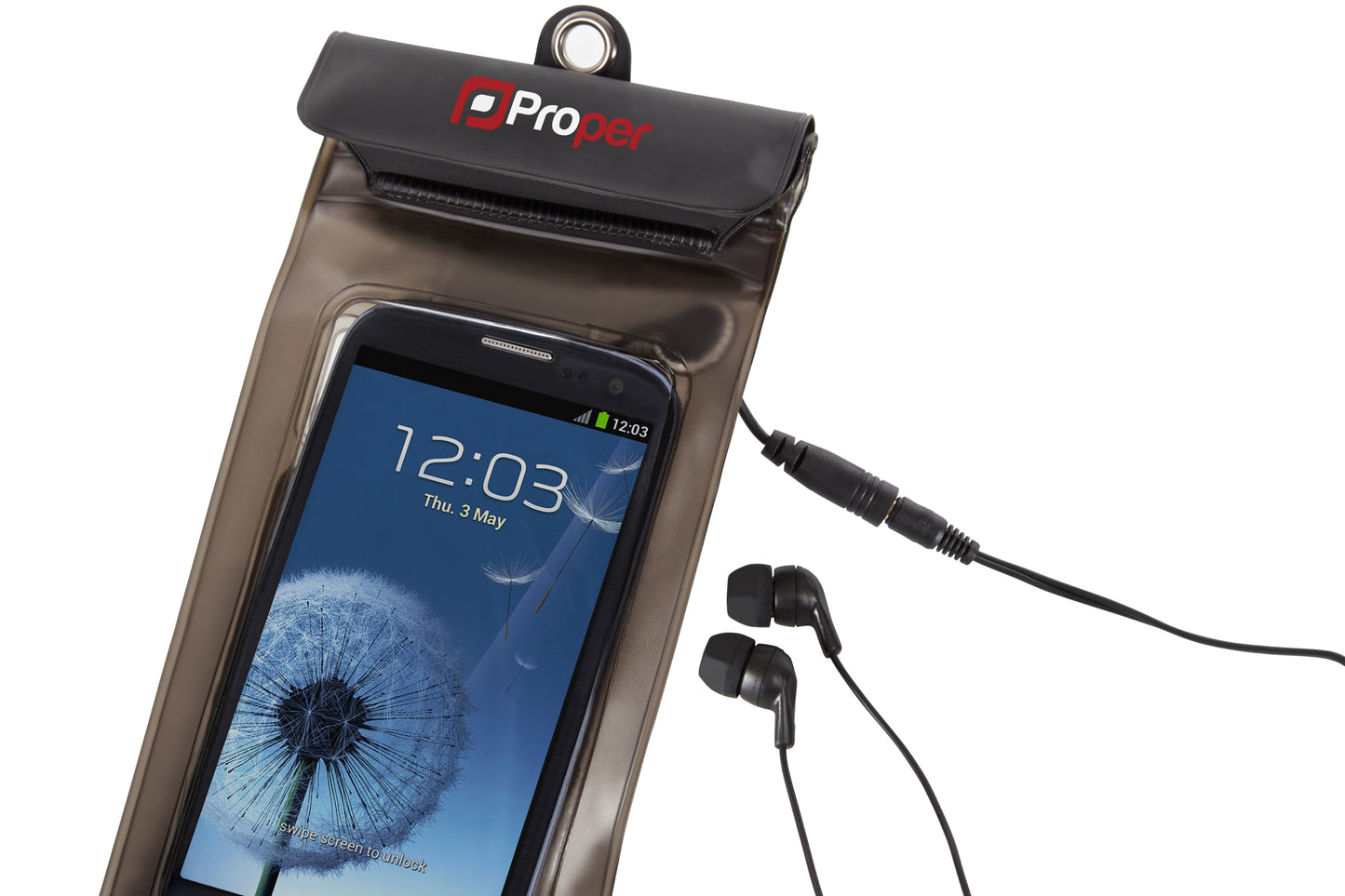 ProperAV Waterproof Case with Waterproof Earphones for Smartphones