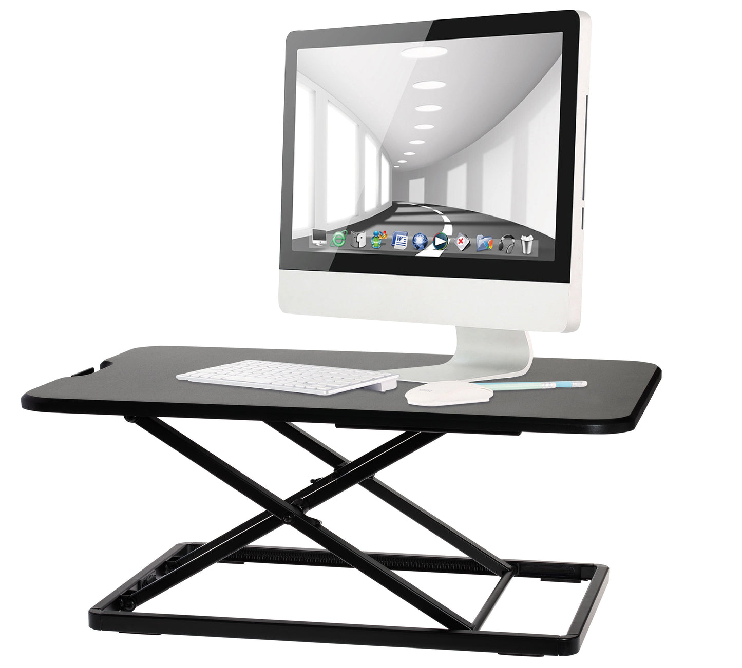ProperAV LITE Stand Up Desk Converter with Variable Height Settings - Black - maplin.co.uk