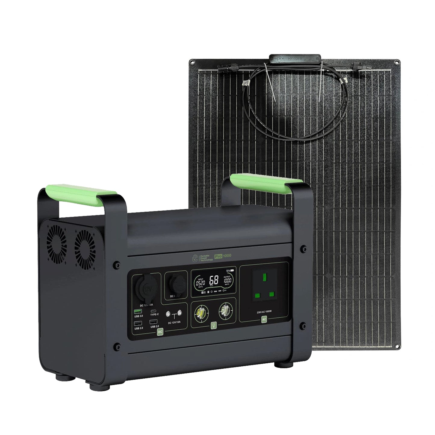 PPT Powerpack Pro 1000 Portable Power Station with 80W 12V Semi Flexible Solar Panel