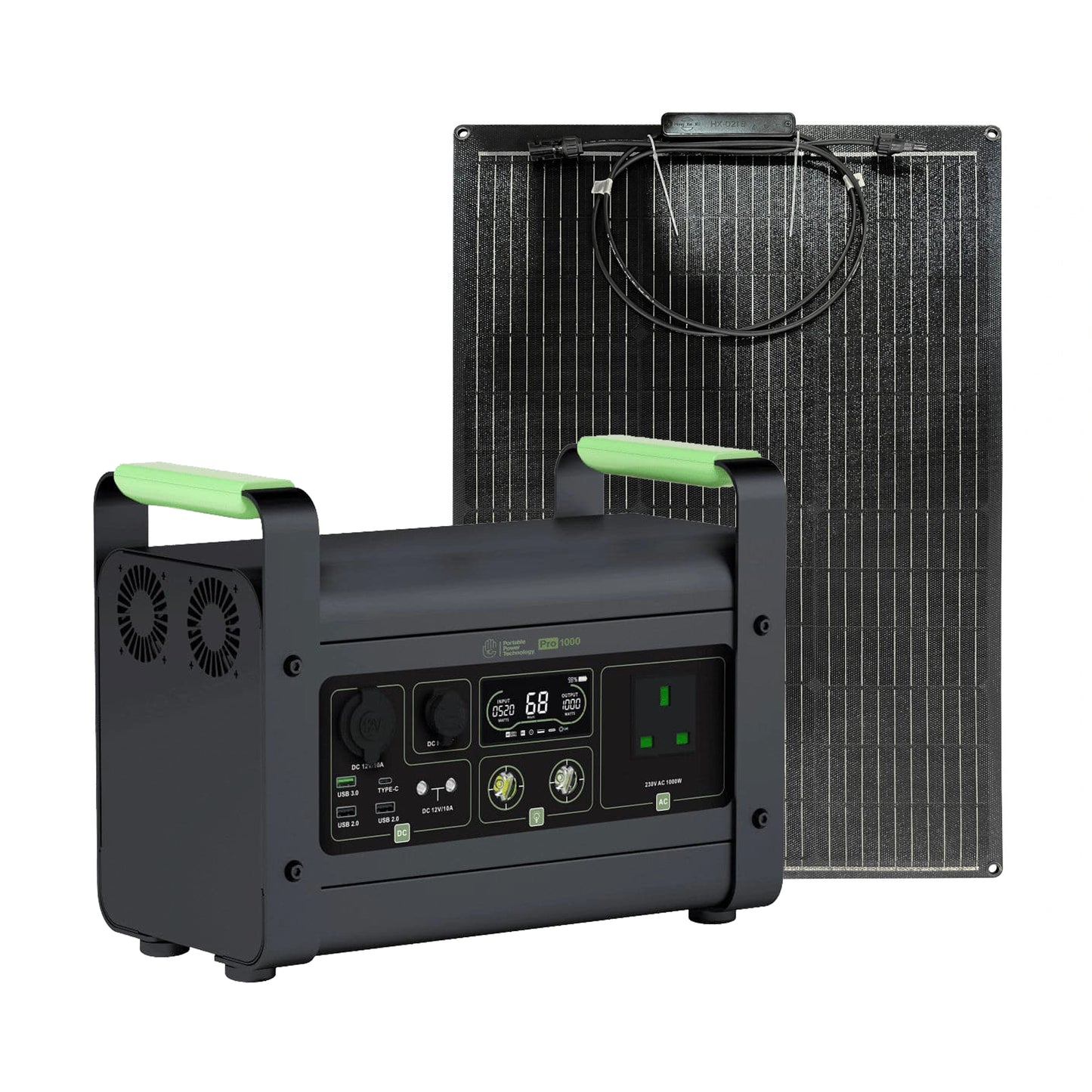 PPT Powerpack Pro 1000 Portable Power Station with 120W 12V Semi Flexible Solar Panel