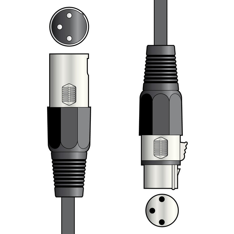 QTX Professional XLR DMX Lighting Lead - Black