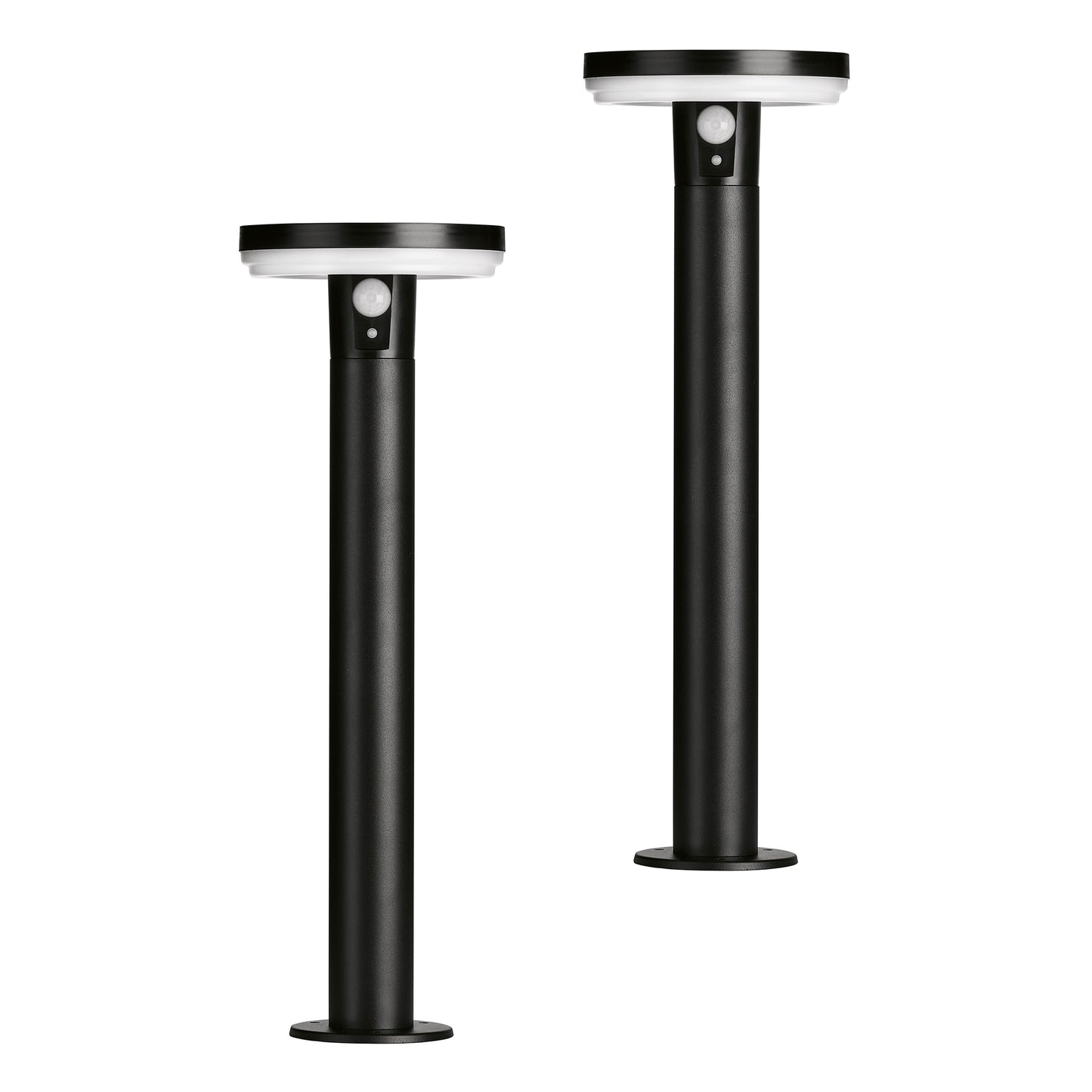 4lite Antheia Solar IP54 Die-Cast Aluminium LED Outdoor Bollard Light with Built in PIR Motion Sensor Pack of 2