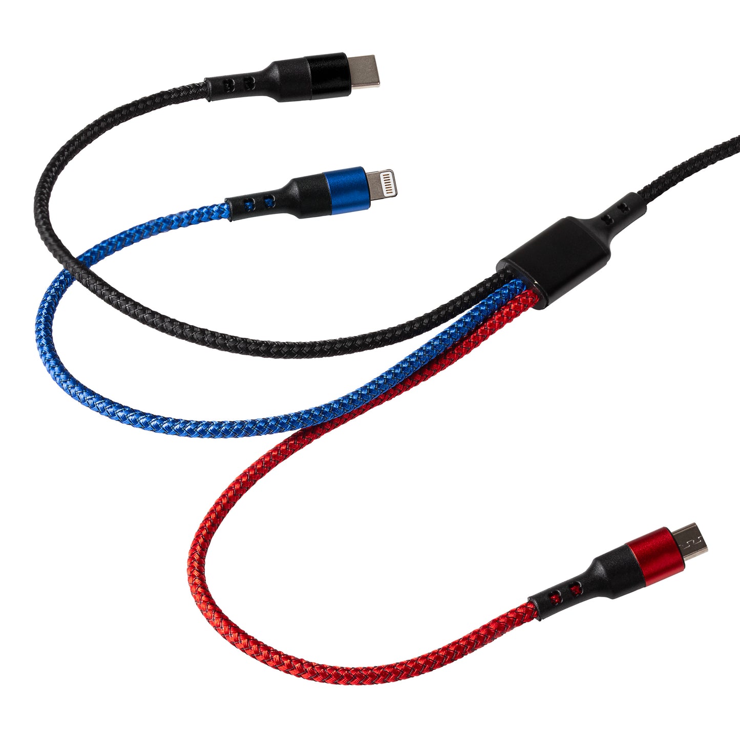 Maplin USB-C & USB-A to USB-C / Lightning / Micro USB 3-in-1 Braided Cable