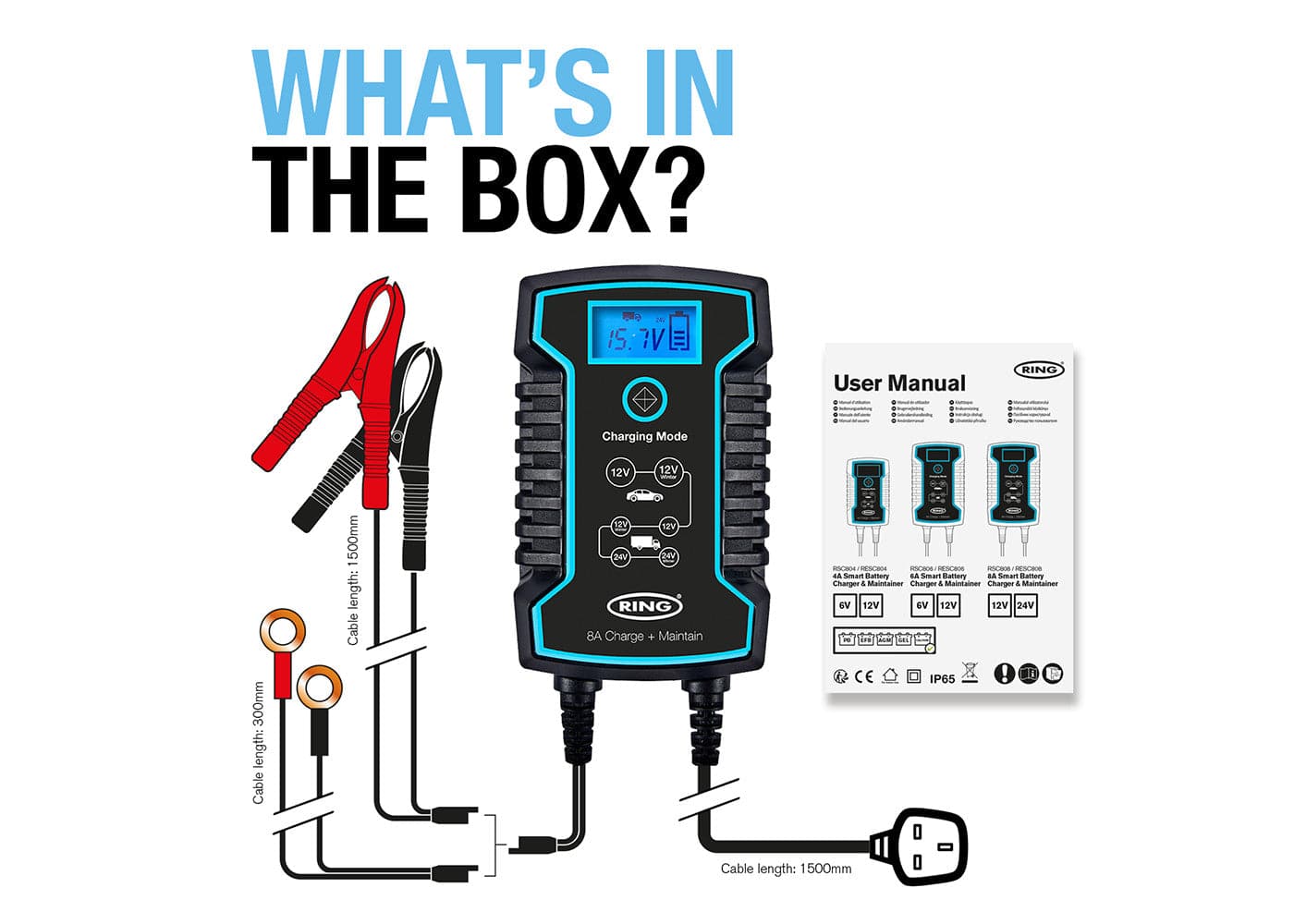 Ring Automotive 8A Smart Charger & Battery Maintainer