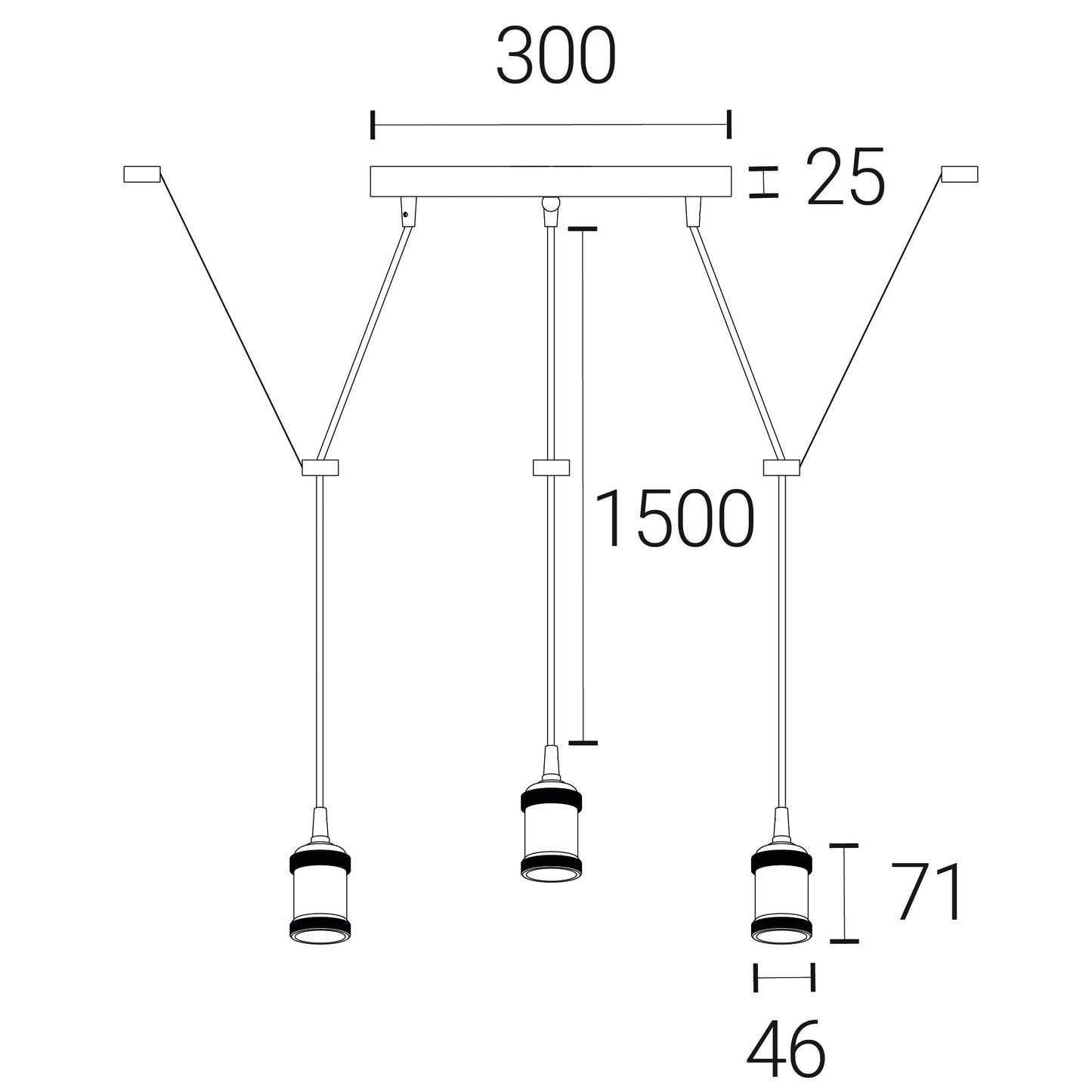 4lite Decorative 3 Light Circular Ceiling Pendant with 3x E27 Bulbs