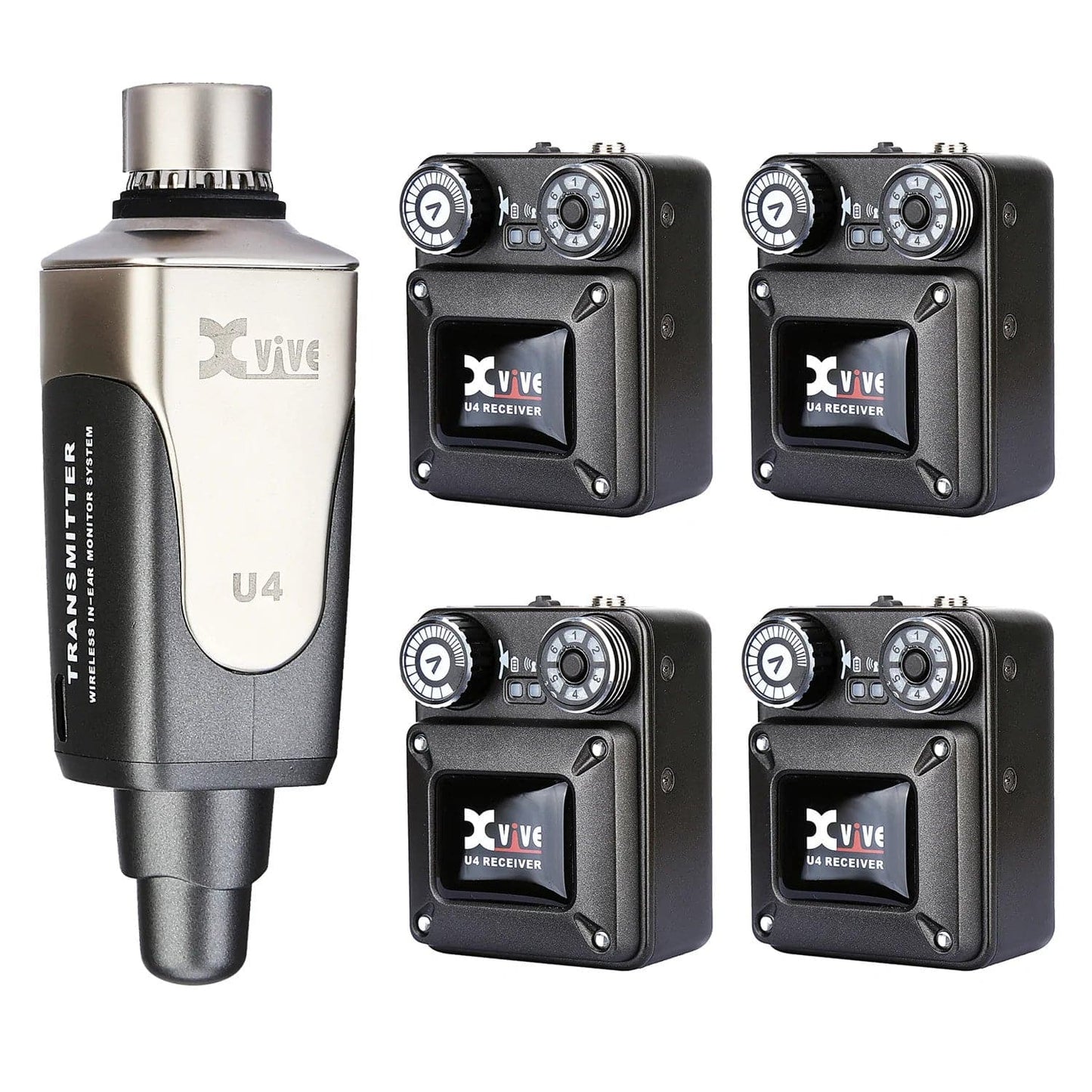 Xvive U4 2.4GHz Wireless In-Ear Monitor System Transmitter + 4x Receivers