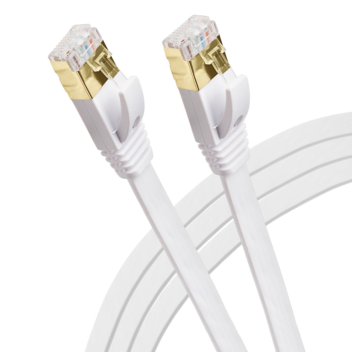 Maplin RJ45 CAT7 Flat Ethernet LAN Cable - White, 20m (Pack of 3)