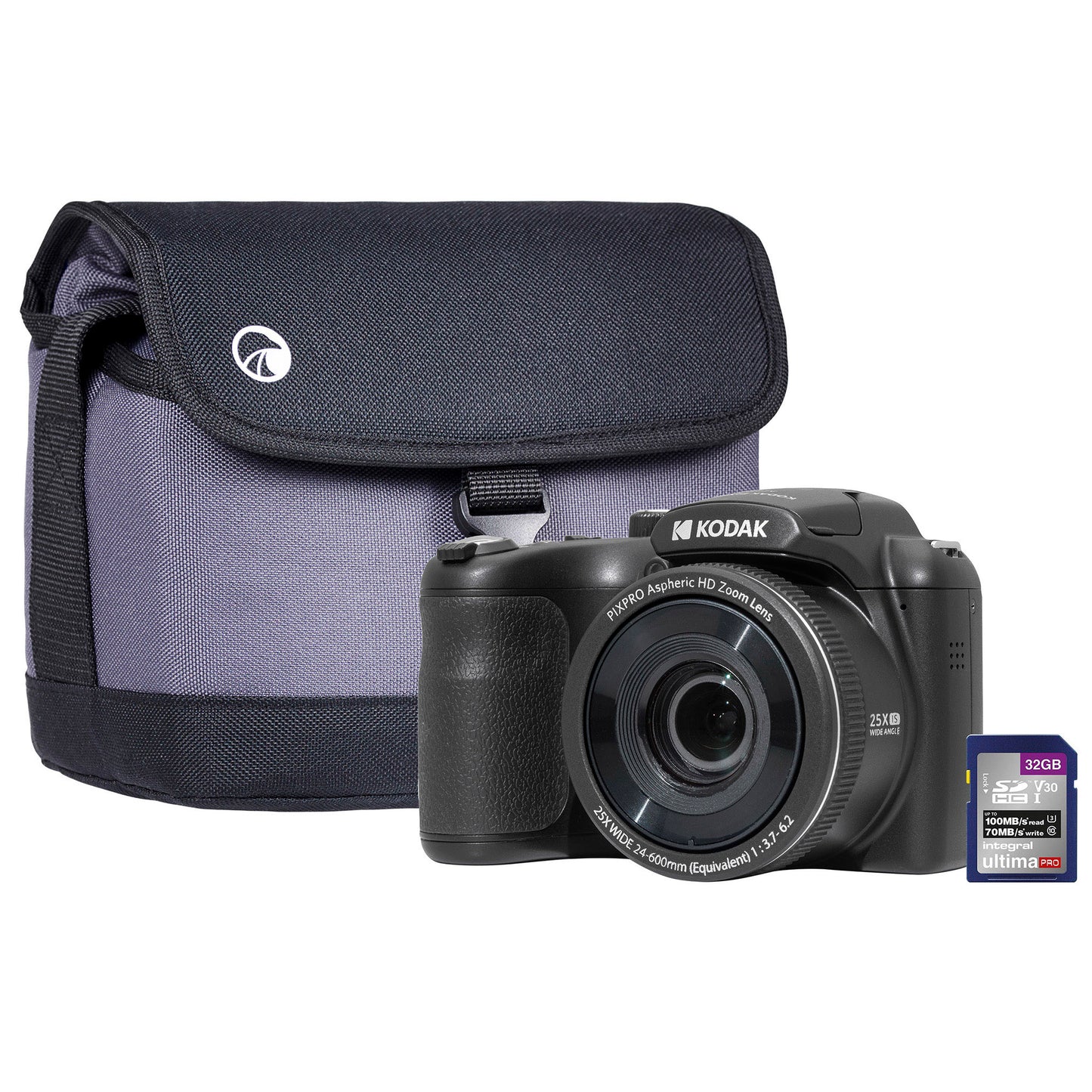 Kodak PIXPRO AZ255 16MP 25x Astro Zoom Bridge Camera - Black Camera + 32GB SD Card + Case