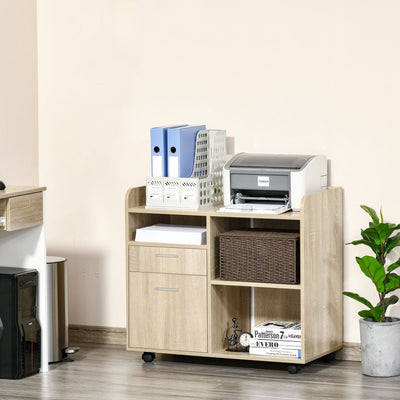 ProperAV Multipurpose 2-Drawer Printer Stand Filing Cabinet - Oak