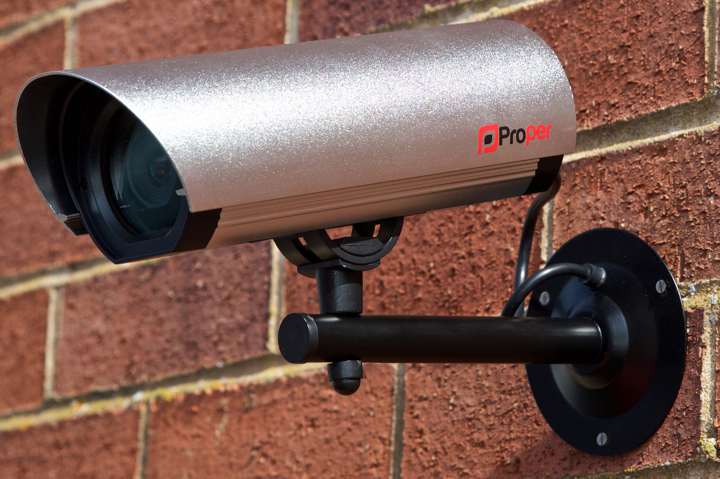 ProperAV Imitation Large 23cm Body Security Camera Aluminium with LED Light - Silver - maplin.co.uk