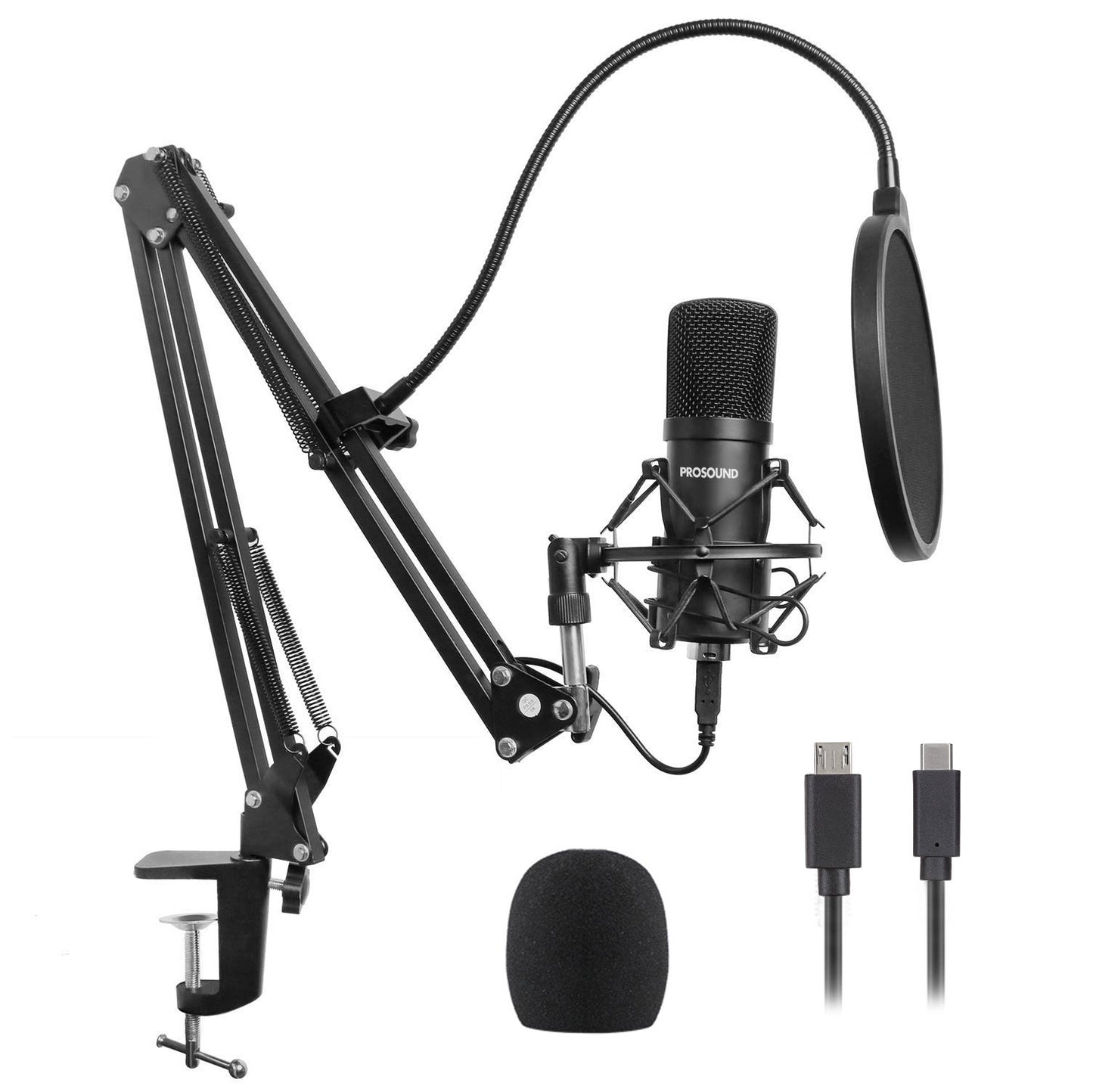 ProSound USB Condenser Cardioid Microphone with Boom Arm Kit