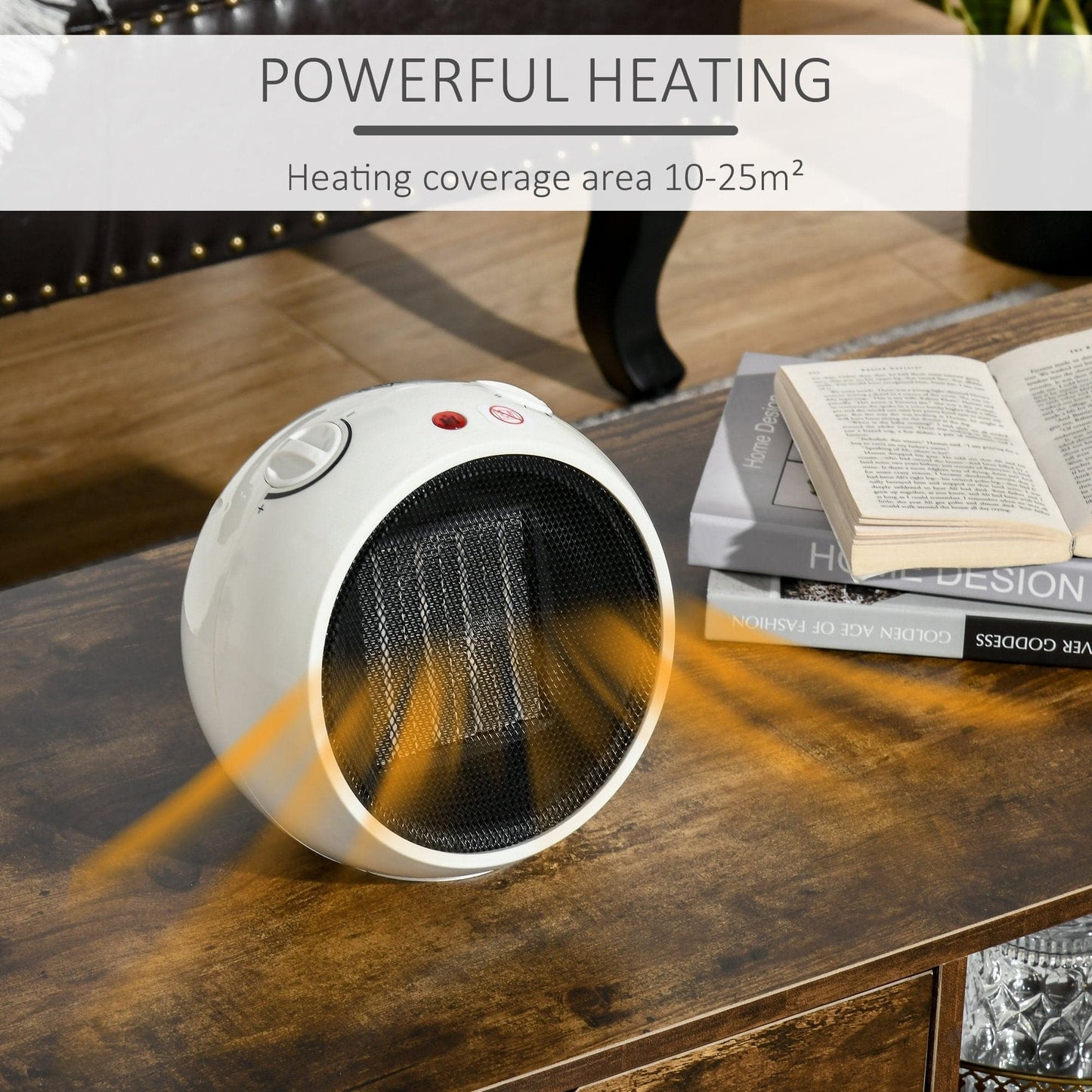 HOMCOM Small Space Ceramic Heater with 3 Heating Modes & Adjustable Temperature - maplin.co.uk