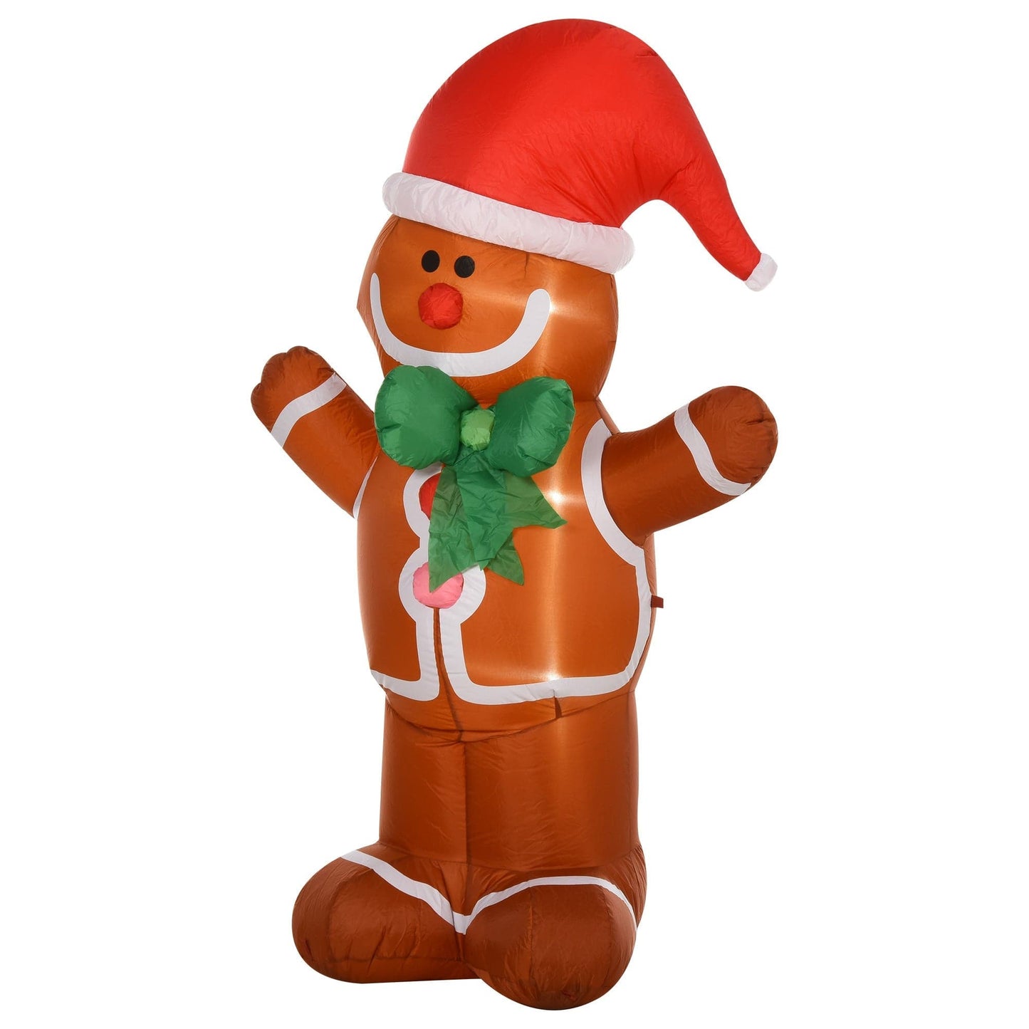 HOMCOM 6ft Christmas Inflatable LED Gingerbread Man with Santa Hat - maplin.co.uk