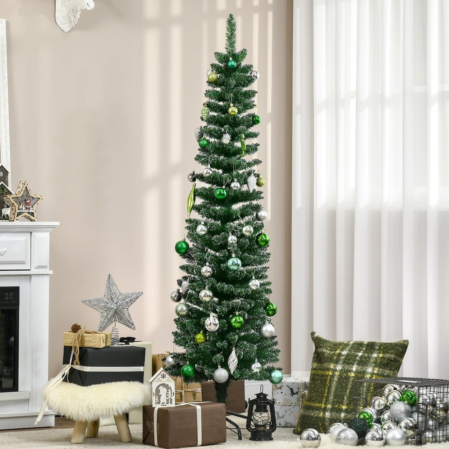 HOMCOM 5.5ft Artificial Snow Dipped Christmas Tree with Foldable Stand - maplin.co.uk