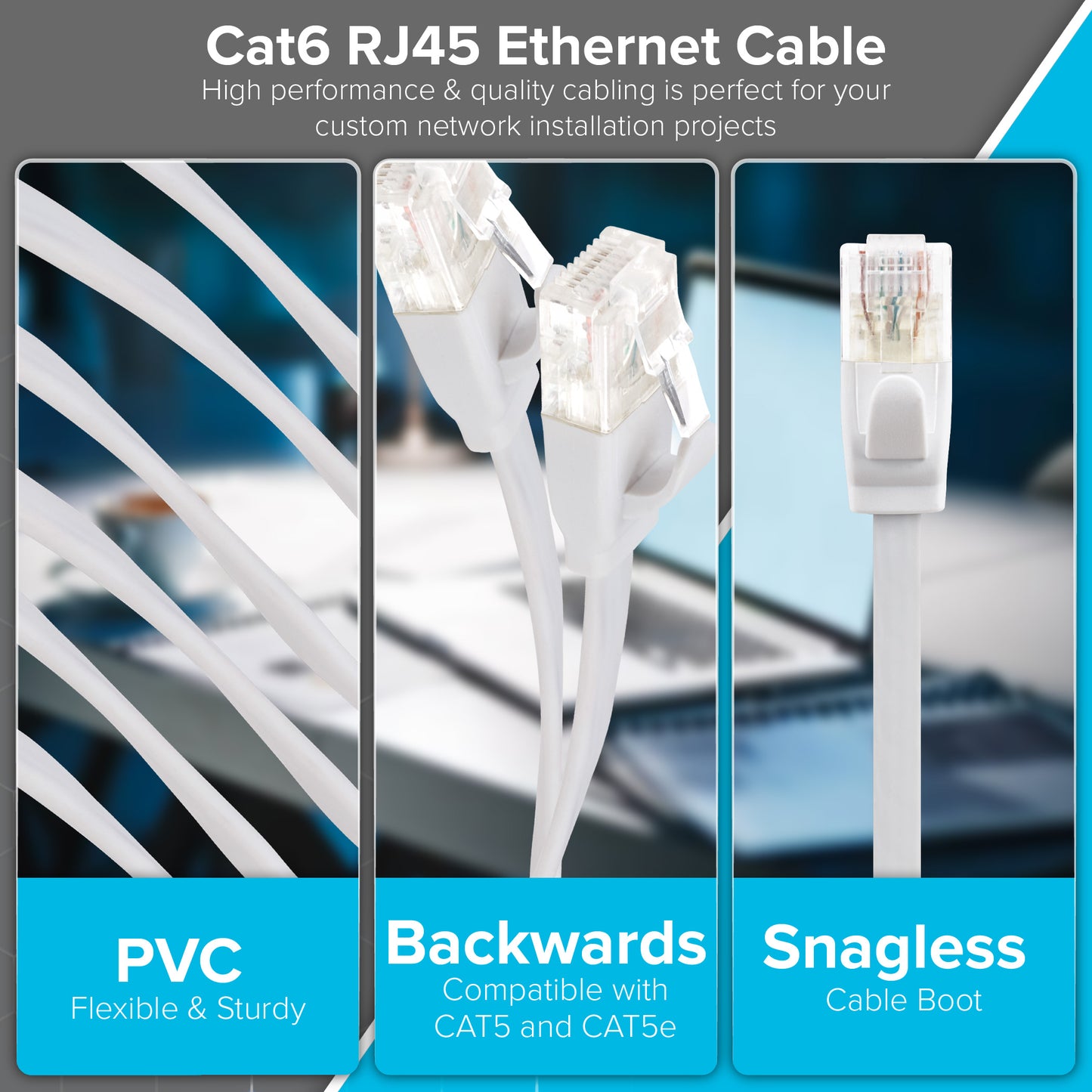Maplin RJ45 CAT6 UTP Flat Ethernet LAN Cable - White