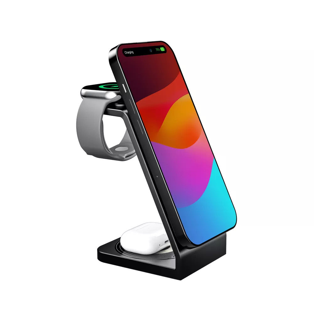Microdia SNAPStation Aluminaire 23W 3-in-1 MagSafe Magnetic Wireless Charging Station - Black