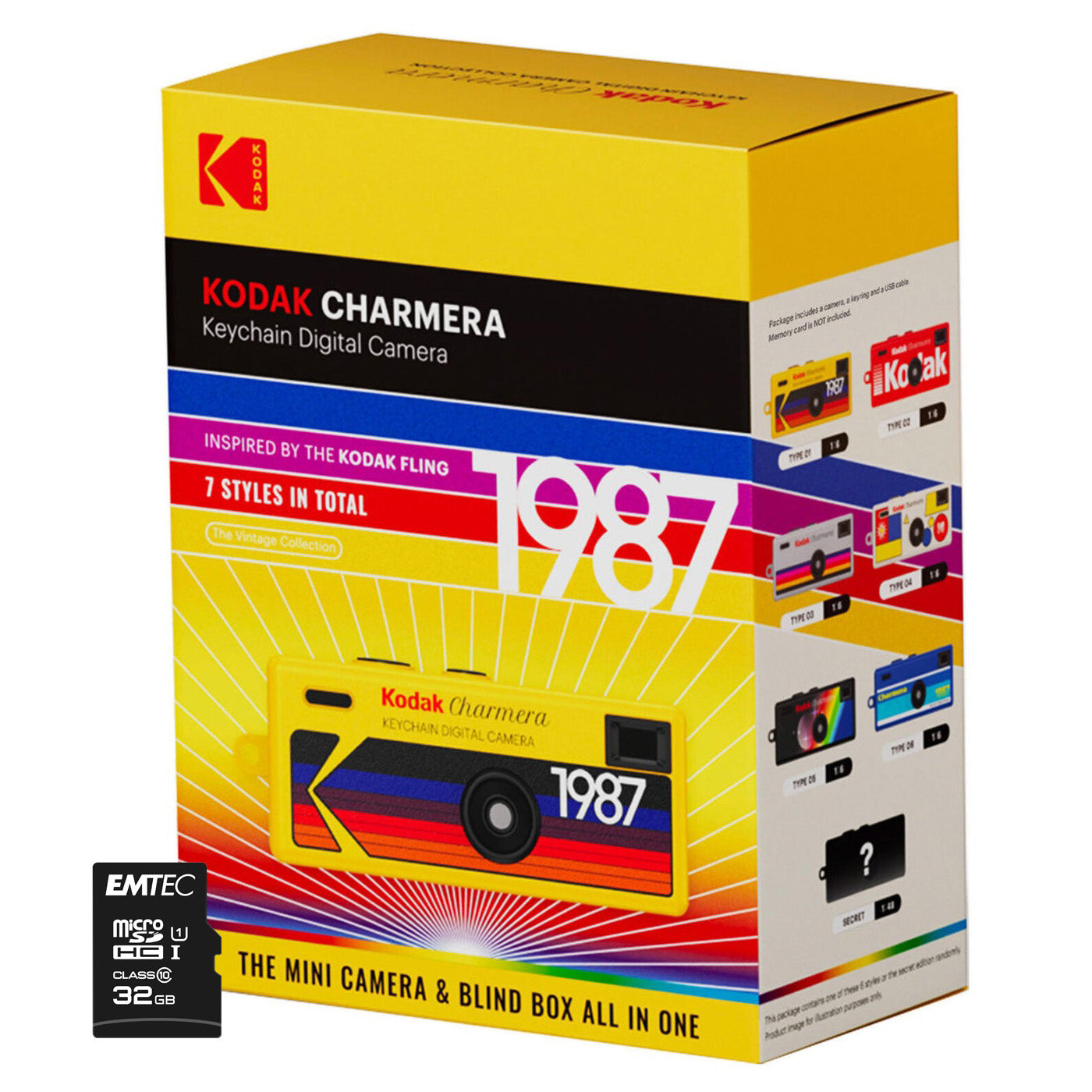 Kodak Charmera Keychain Surprise Design Digital Camera Camera + 32GB MicroSD Card