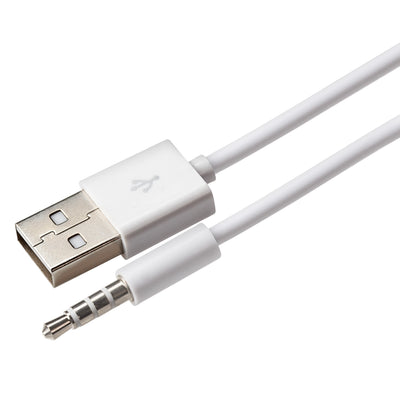 Maplin USB-A to 3.5mm Aux Stereo 3 Pole TRRS Jack Plug Cable - White, 1.2m