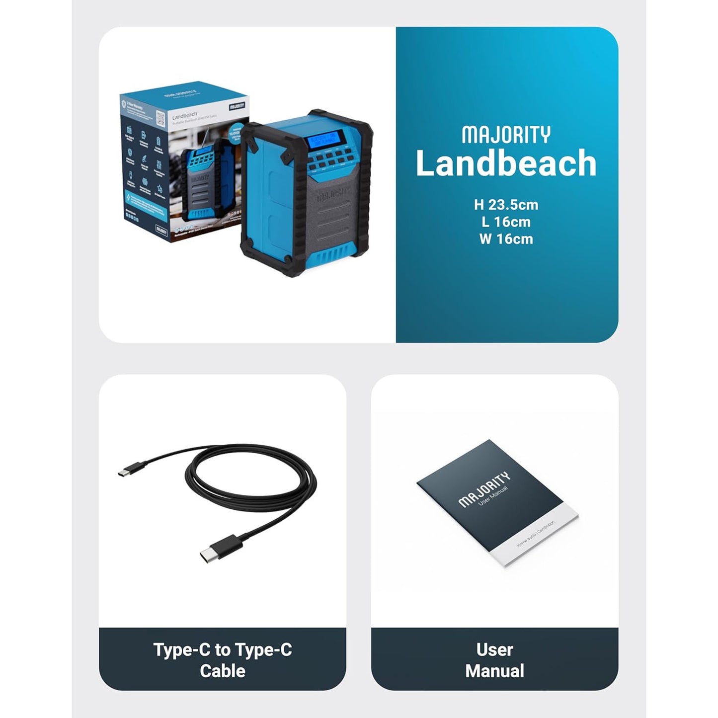 Majority Landbeach Portable Bluetooth Jobsite DAB+ Radio