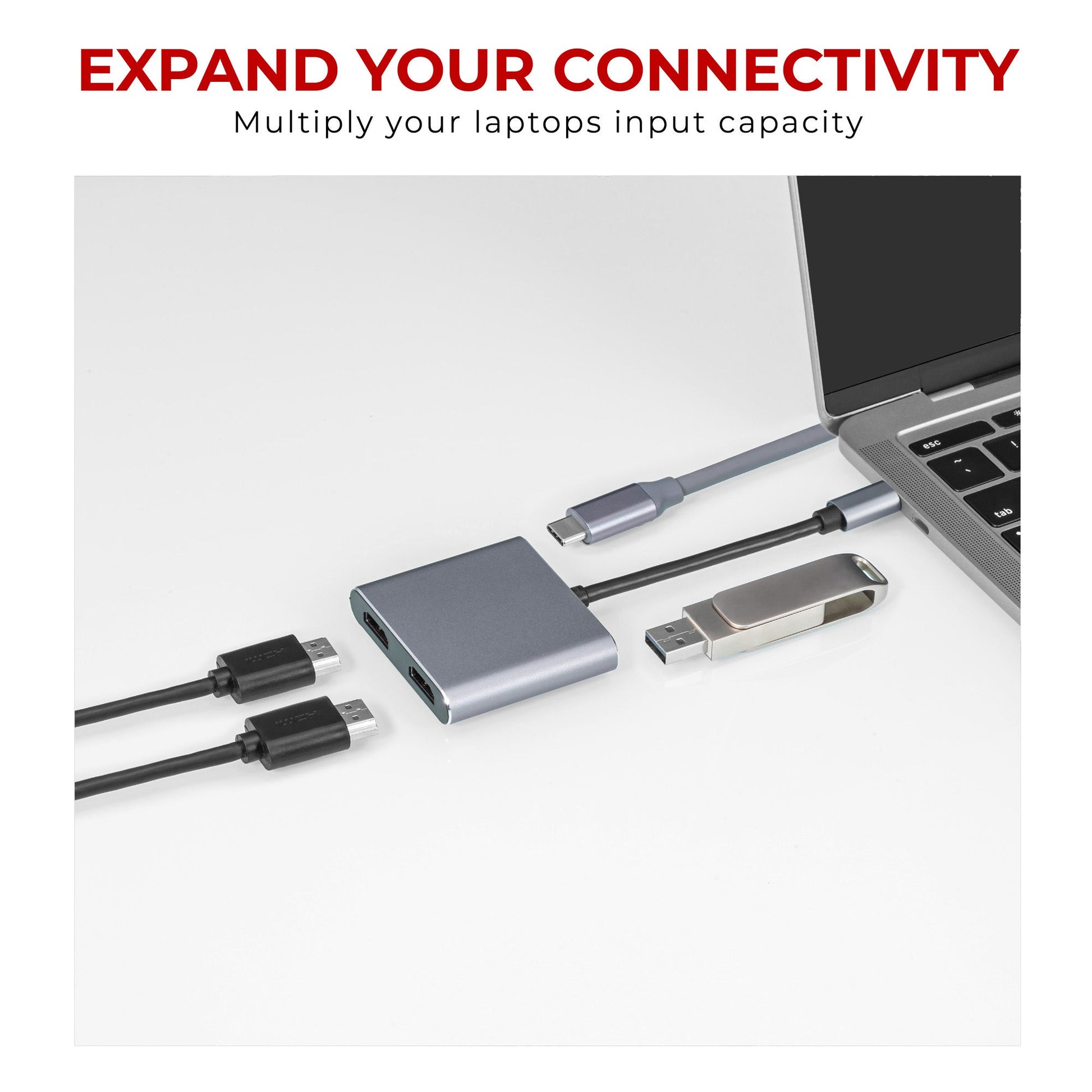 Nikkai USB-C Mutiport Hub to 2x HDMI (4K Ultra HD @60Hz) / USB-C PD / USB-A 3.0 - maplin.co.uk