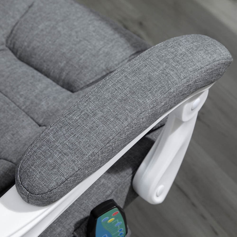 ProperAV Extra Ergonomic Adjustable Reclining Executive Office Chair with Heated 6 Point Vibration Massage Function & Footrest - Grey