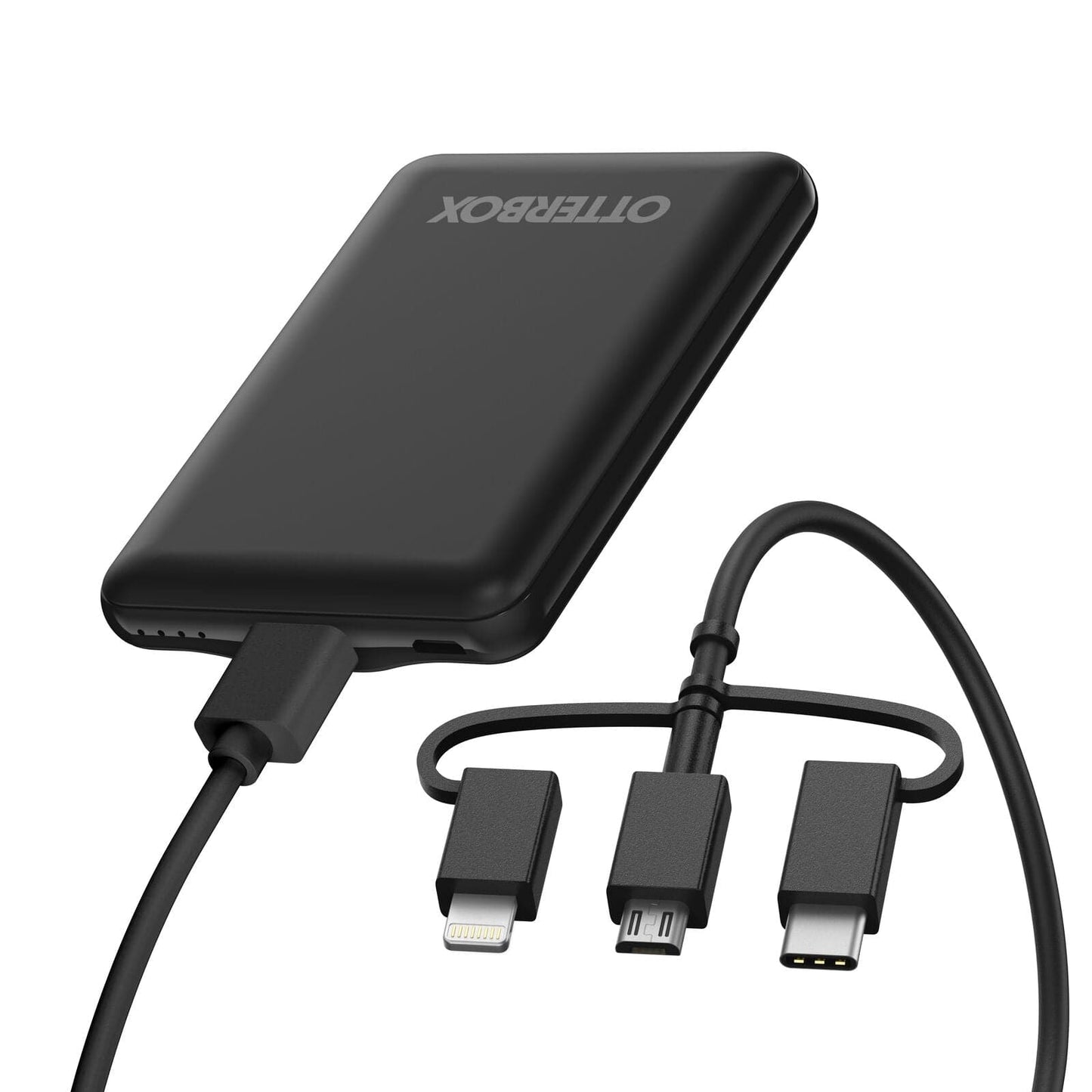 OtterBox 5000mAh 10W Power Bank with USB-A to Micro-USB / USB-C / Lightning 3-in-1 Cable Black