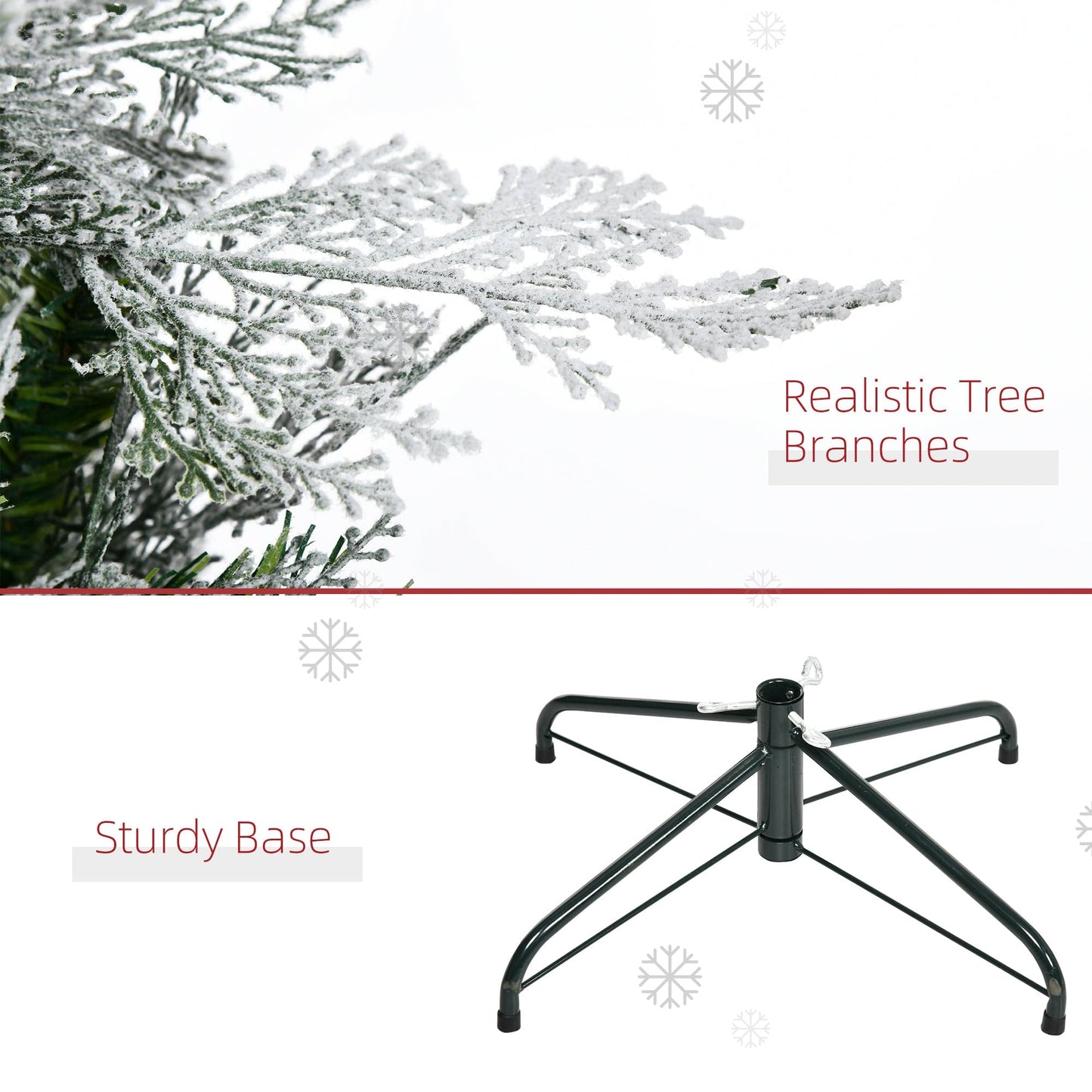 HOMCOM 7ft Pencil Snow Flocked Artificial Christmas Tree with Realistic Cypress Branches - maplin.co.uk
