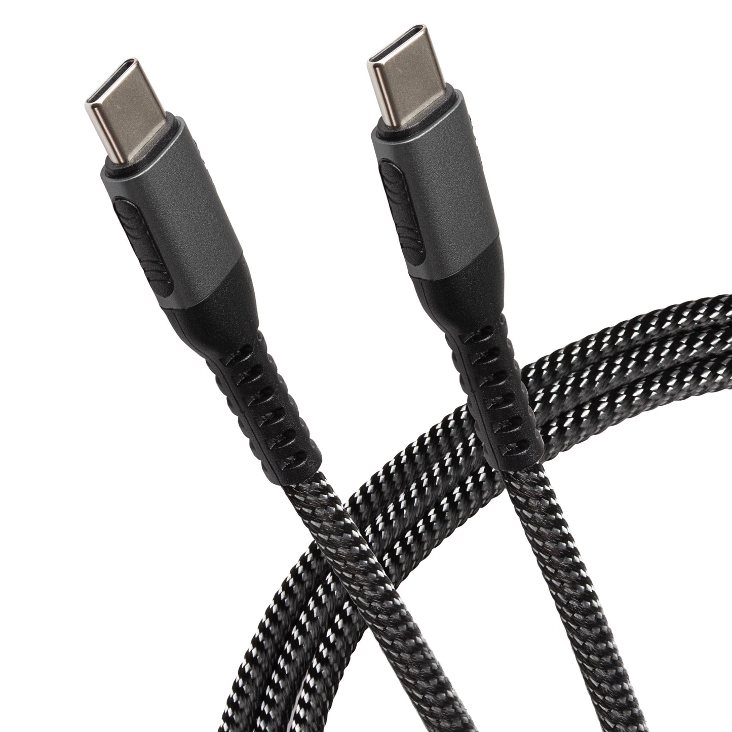 Maplin USB-C to USB-C 60W PD Braided Cable - Silver 3m