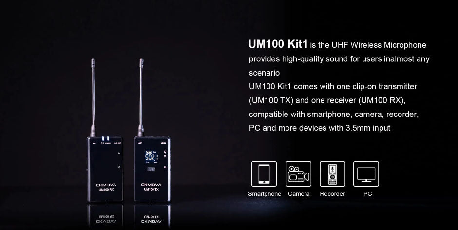 Maplin CKMOVA UM100 UHF Wireless Microphone Kit with 1x Transmitter & 1x Receiver - maplin.co.uk