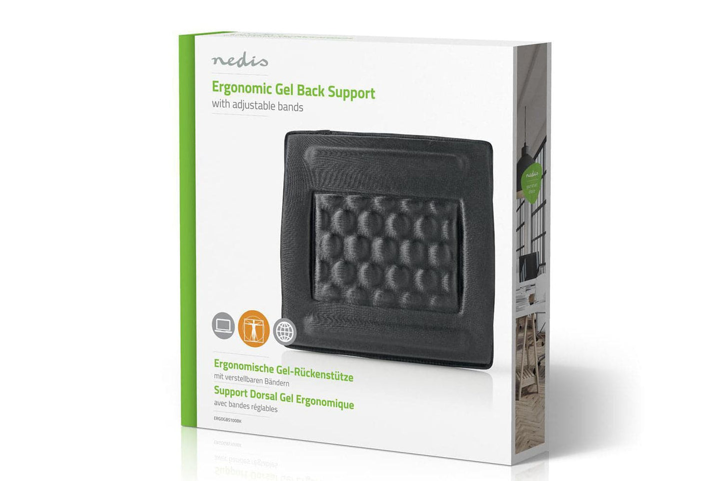 Nedis Ergonomic Chair Back Support - Black