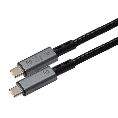 Maplin USB-C to USB-C V5.0 8K 240W PD Braided Cable - Black, 1m