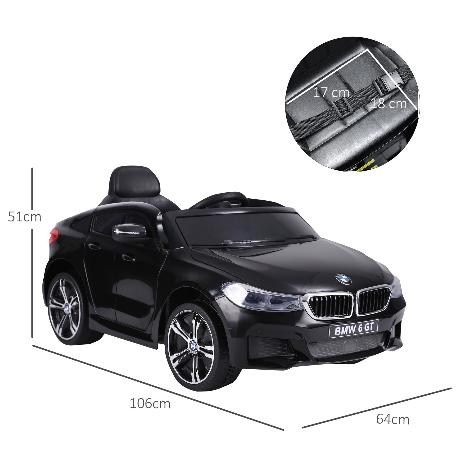 Maplin Plus Licensed BMW 6GT 6V Kids Electric Ride On Car with Remote Control - Black - maplin.co.uk