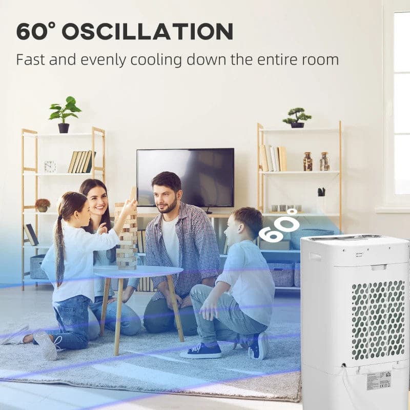 Maplin Plus 3-in-1 15L Oscillating Portable Fan, Humidifier & Air Conditioner - White