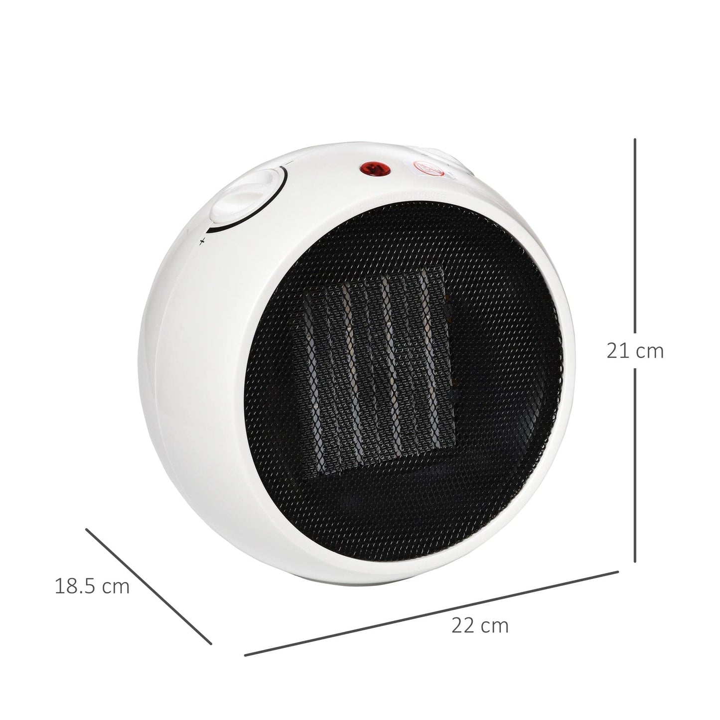 HOMCOM Small Space Ceramic Heater with 3 Heating Modes & Adjustable Temperature - maplin.co.uk