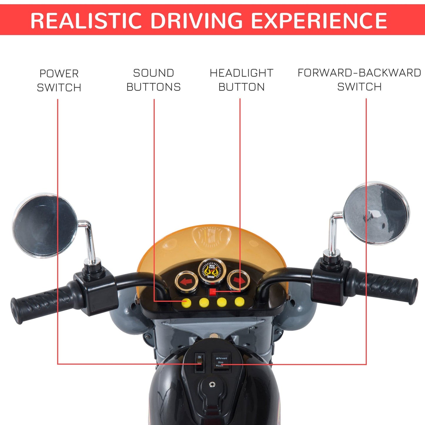 HOMCOM Kids Electric 6V Battery Operated Ride On Toy Motorbike Scooter Trike - Black - maplin.co.uk