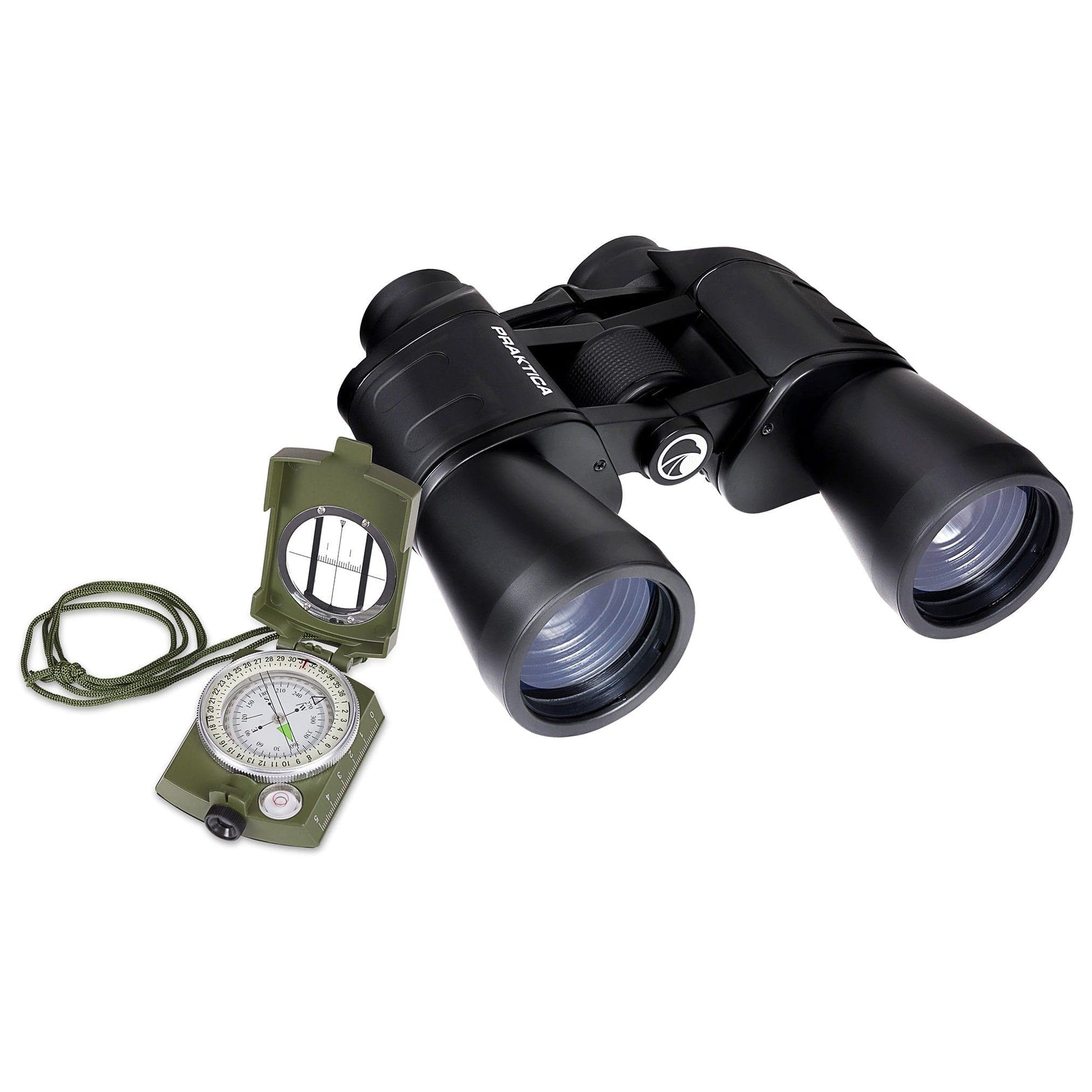 PRAKTICA Falcon 7x50mm Porro Prism Field Binoculars - Black Binoculars + Compass