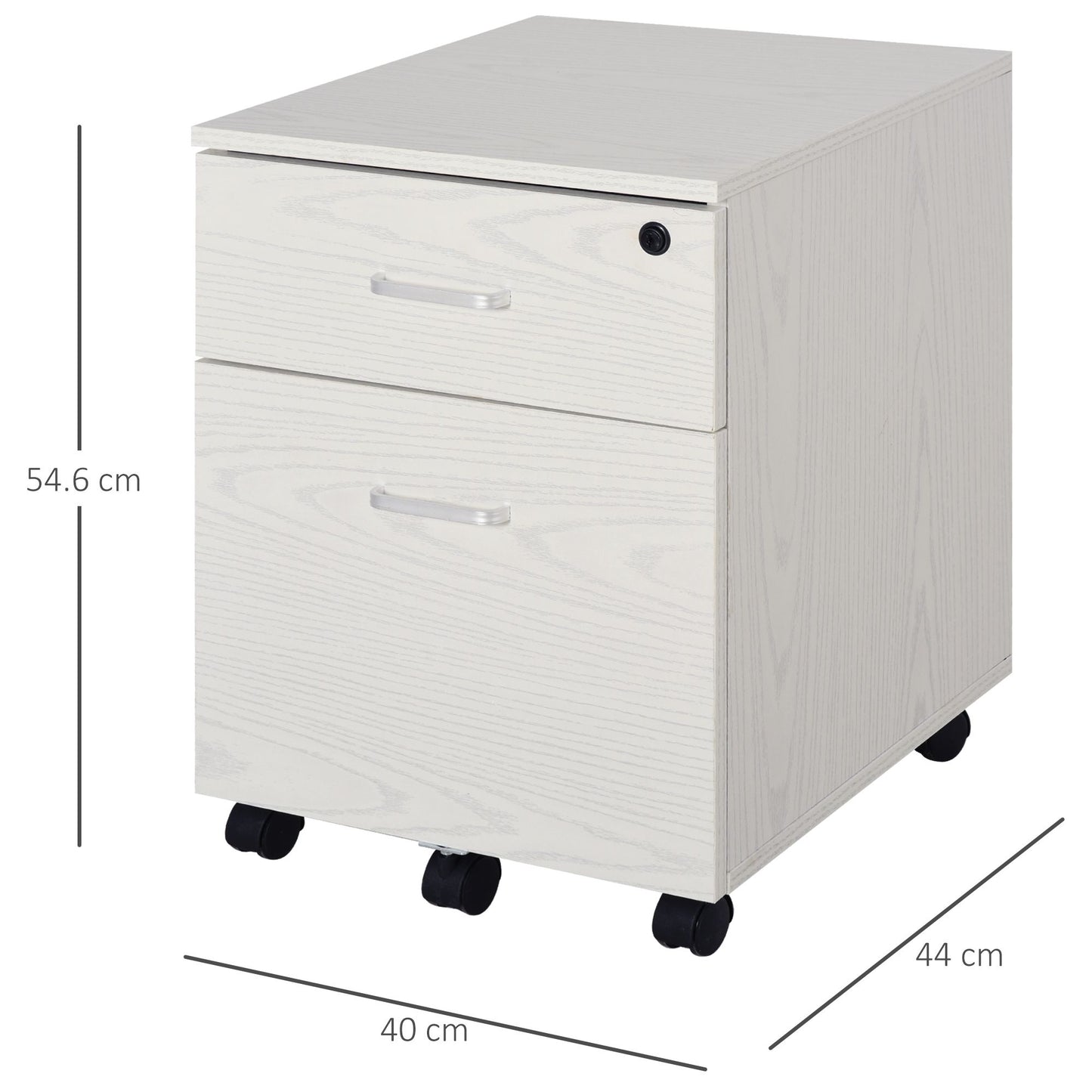 ProperAV Extra 2-Drawer Locking Office Filing Cabinet with 5 Wheels - maplin.co.uk