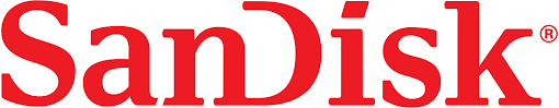 SanDisk logo in red on a white background