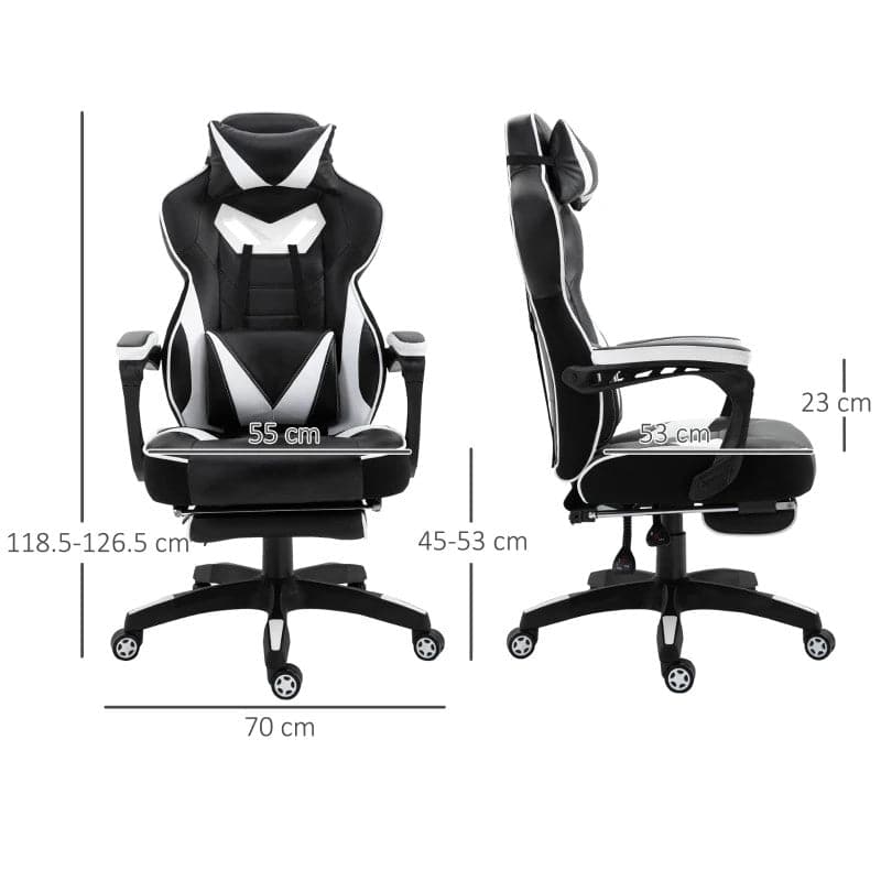 Maplin Ergonomic Racing Adjustable Reclining Gaming Office Chair with Headrest, Lumbar Support & Retractable Footrest - maplin.co.uk