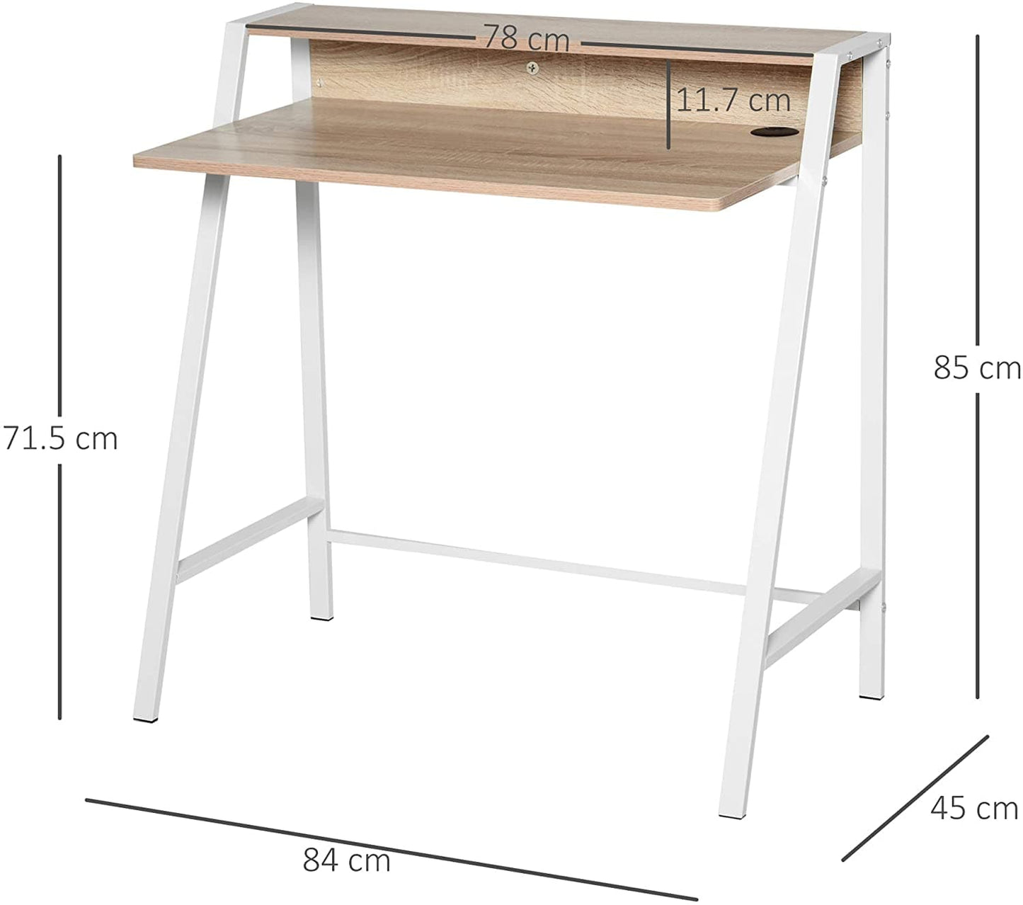 ProperAV Extra Computer Desk with Elevated Storage Shelf